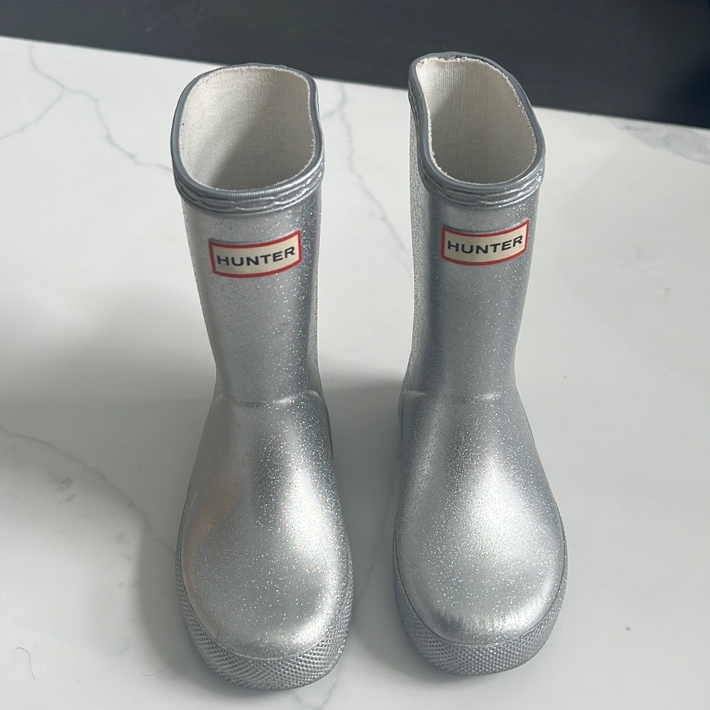 Silver Sparkle Hunter boots US 9B / 10G